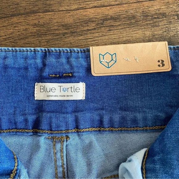 BLUE TURTLE Stacked Waist Slimming High Waist Skinny Jeans Medium Blue size 3 - Picture 6 of 12
